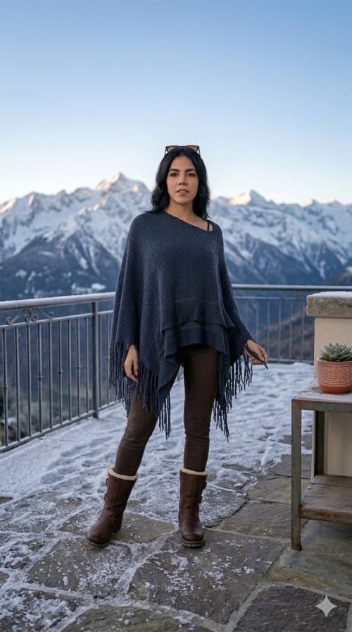C-MODE K4709 PONCHO MARINO