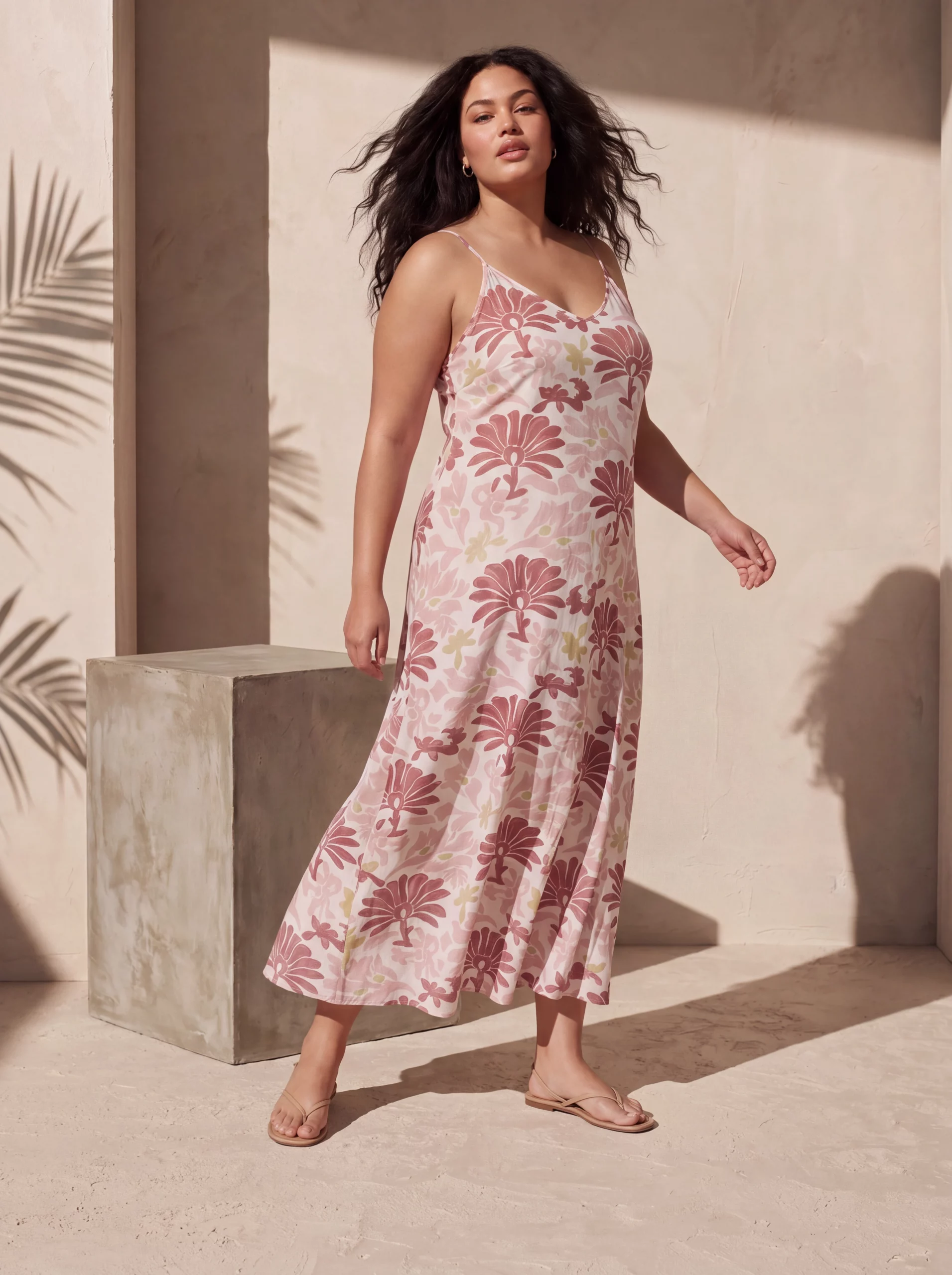 Vestido maxi floral rosa